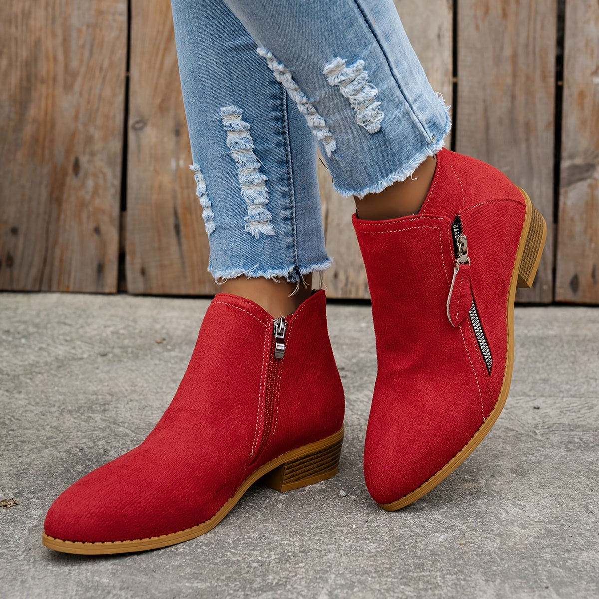 Comfortable Orthopedic Shoes for Women with Zipper Block Heel Slip On Style