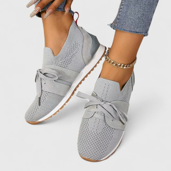 Comfortable Orthopedic Sneakers for Women with Knit Mesh Bow Tie Slip On Walking Casual Style