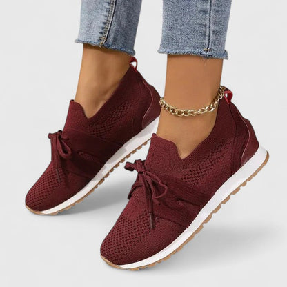 Comfortable Orthopedic Sneakers for Women with Knit Mesh Bow Tie Slip On Walking Casual Style