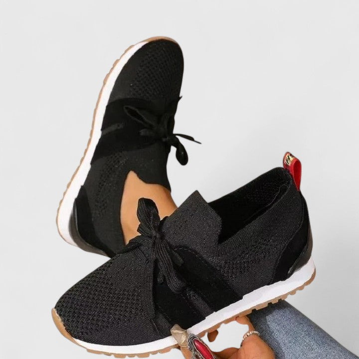 Comfortable Orthopedic Sneakers for Women with Knit Mesh Bow Tie Slip On Walking Casual Style
