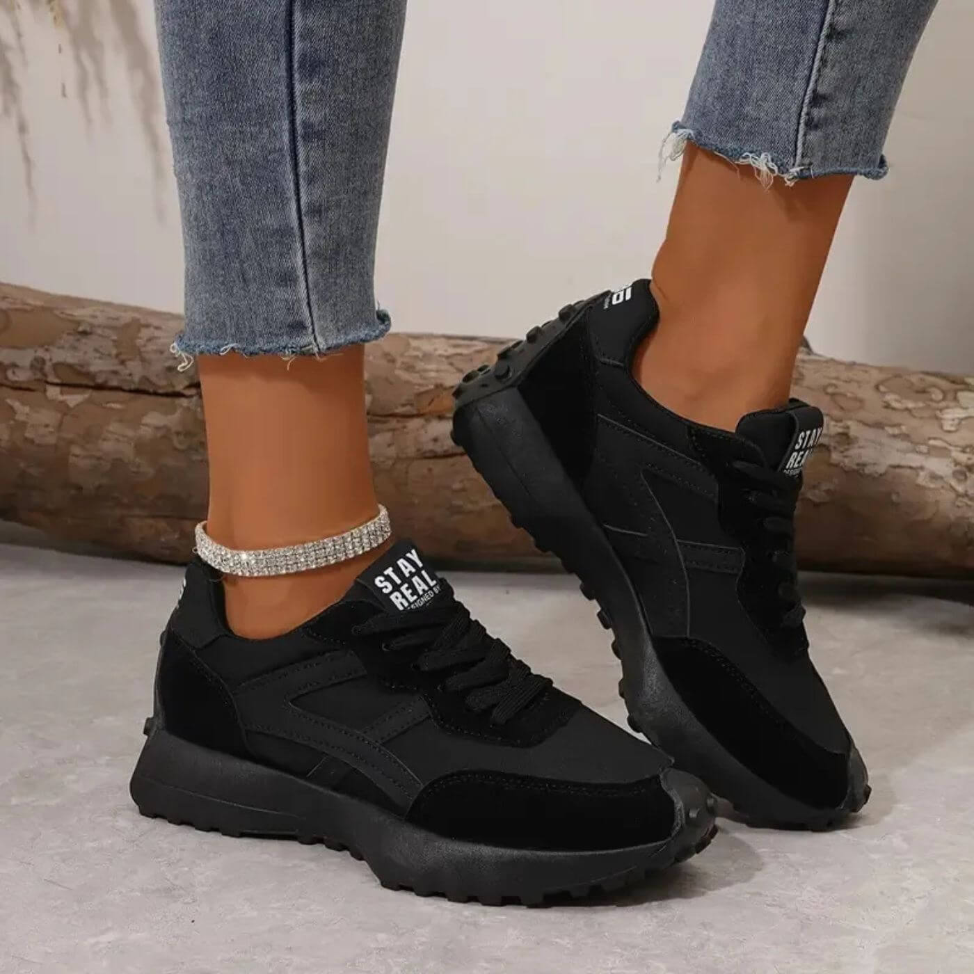 Comfortable Orthopedic Sneakers for Women with Retro Runner Mixed Panel Lace Up Casual Walking Style