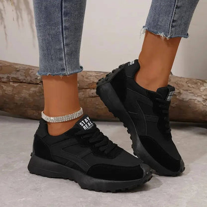 Comfortable Orthopedic Sneakers for Women with Retro Runner Mixed Panel Lace Up Casual Walking Style