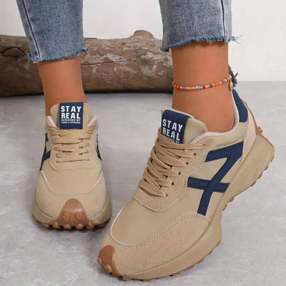 Comfortable Orthopedic Sneakers for Women with Retro Runner Mixed Panel Lace Up Casual Walking Style