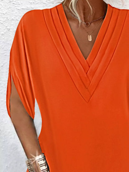 Stylish Mini Dress for Women with V Neck Slit