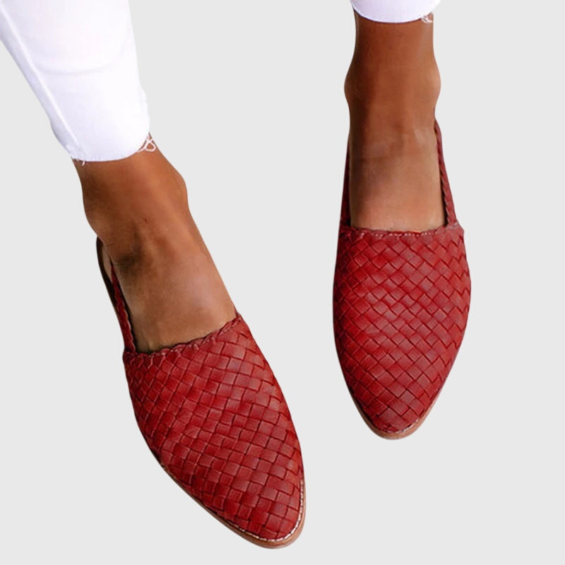 Comfortable Woven Loafer for Women with Pointed Toe Slip On Flat Orthopedic Casual Style