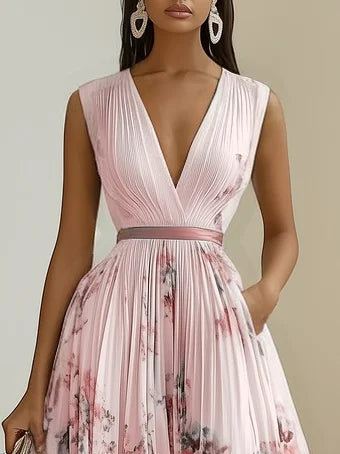 Elegant Wrap Mini Dress for Women with V Neck Sleeveless