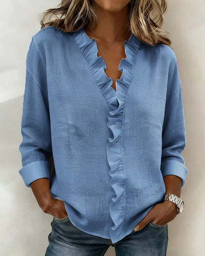 Stylish Blouse for Women with V Neck Long Sleeve