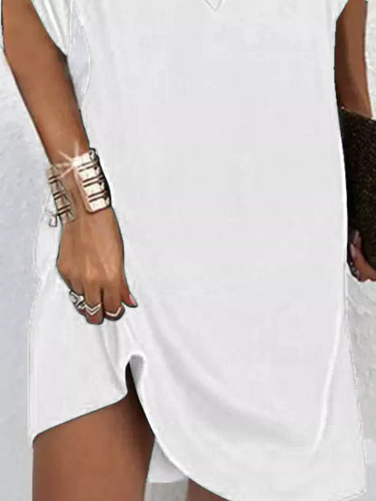 Stylish Mini Dress for Women with V Neck Slit