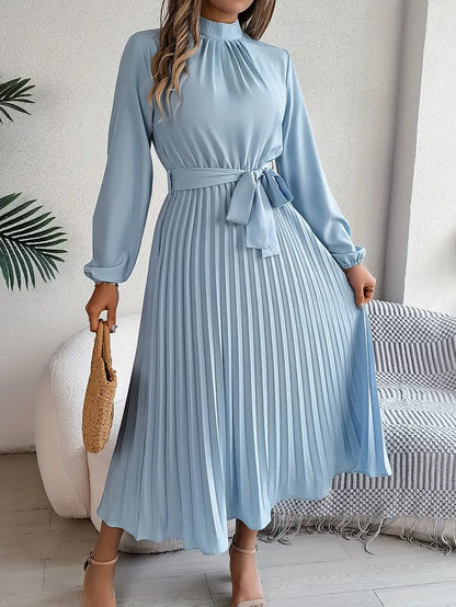 Stylish Midi Dress for Women with Long Sleeve Belted