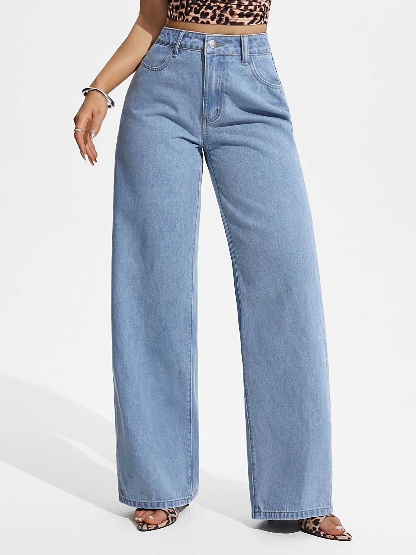 Effortless Relaxed Wide Leg Jeans for Women with High Waist Flowing Style