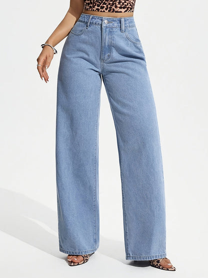 Effortless Relaxed Wide Leg Jeans for Women with High Waist Flowing Style
