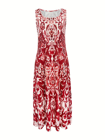 Effortless Floral Maxi Dress for Women with Sleeveless Casual Style