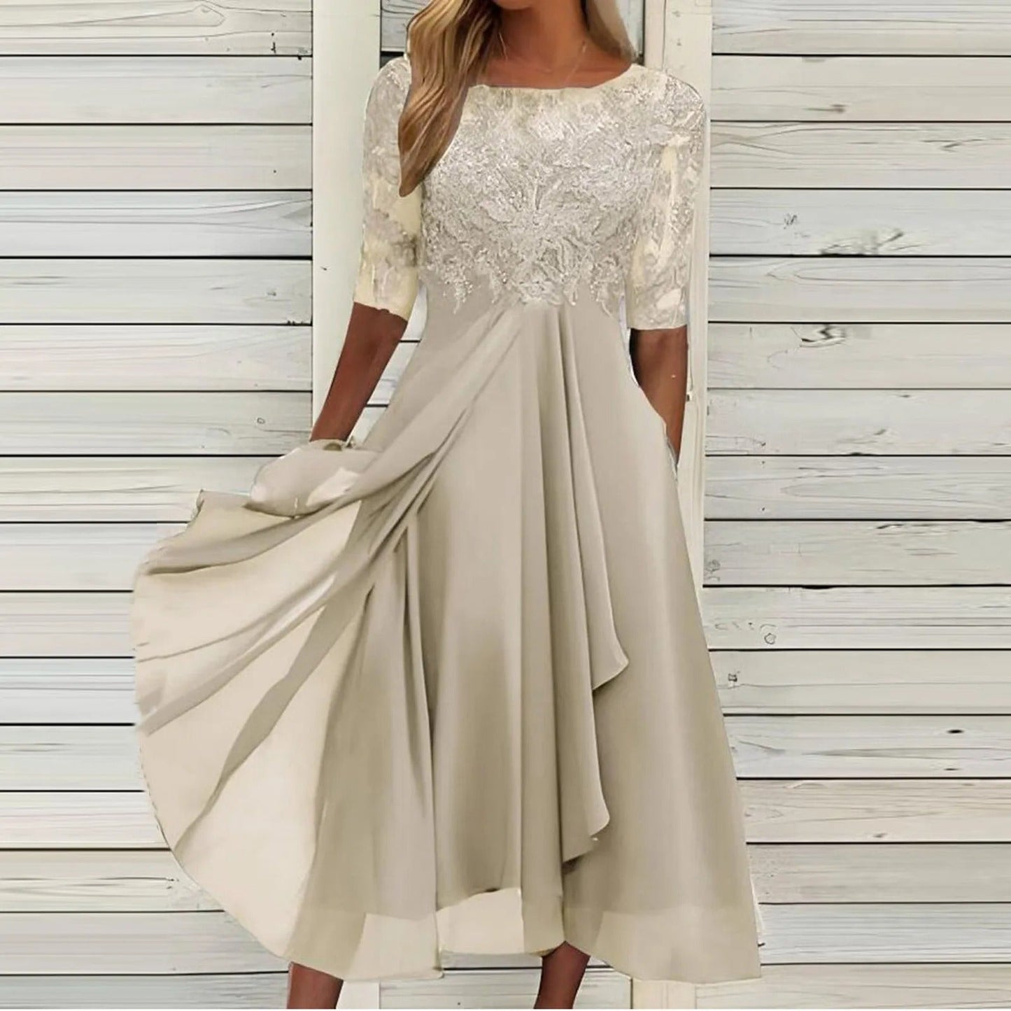 Elegant Flowy Evening Dress for Women Formal Wedding Guest Style
