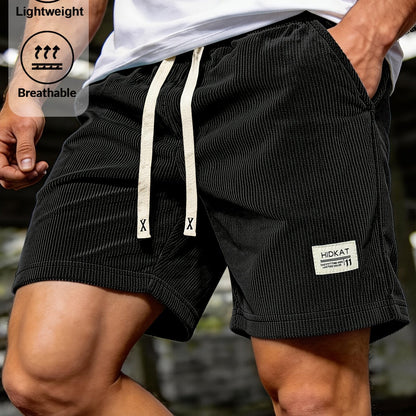 Stylish Ribbed Shorts for Men with Drawstring Pockets