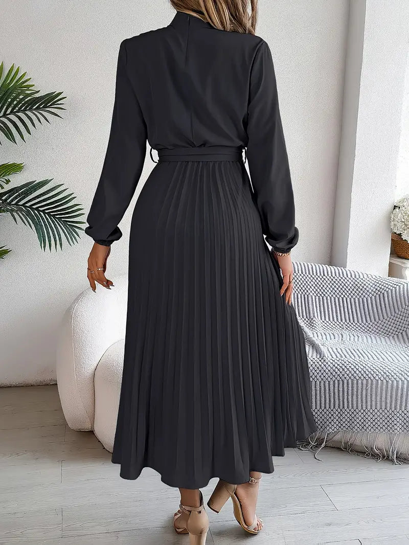 Stylish Midi Dress for Women with Long Sleeve Belted