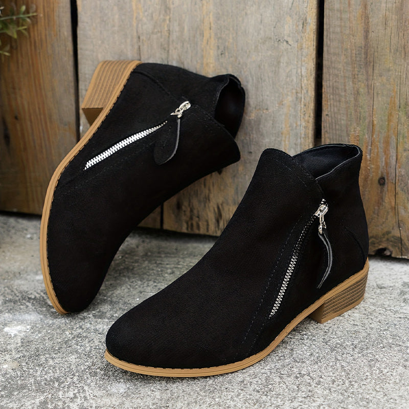 Comfortable Orthopedic Shoes for Women with Zipper Block Heel Slip On Style