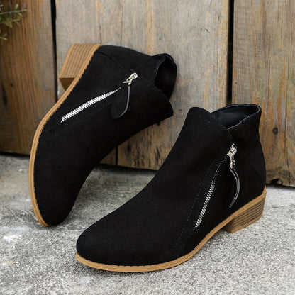 Comfortable Orthopedic Shoes for Women with Zipper Block Heel Slip On Style