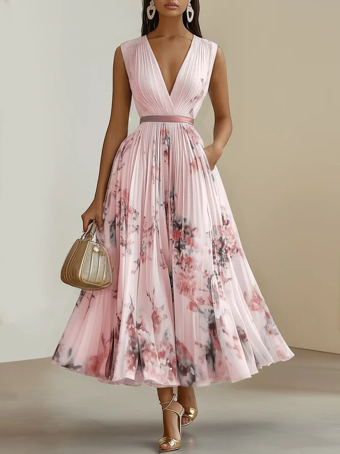 Elegant Wrap Mini Dress for Women with V Neck Sleeveless