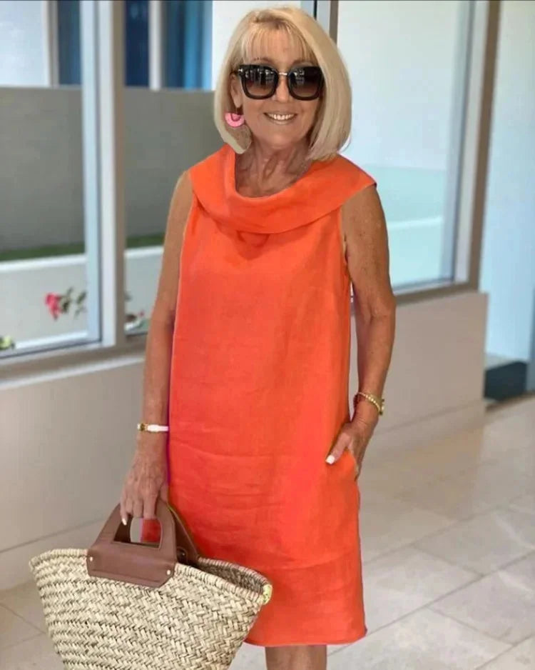 Effortless Dress for Women with Round Neck Sleeveless