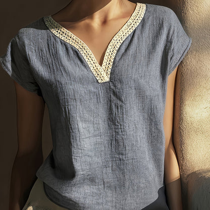 Stylish Lace Blouse for Women with V Neck