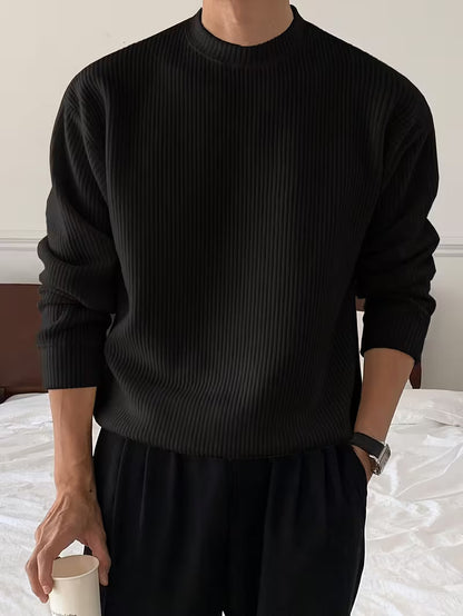 Classic Ribbed Shirt for Men with Long Sleeve
