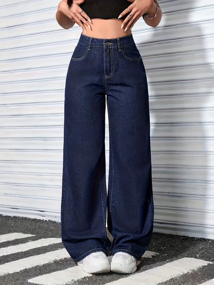 Effortless Relaxed Wide Leg Jeans for Women with High Waist Flowing Style