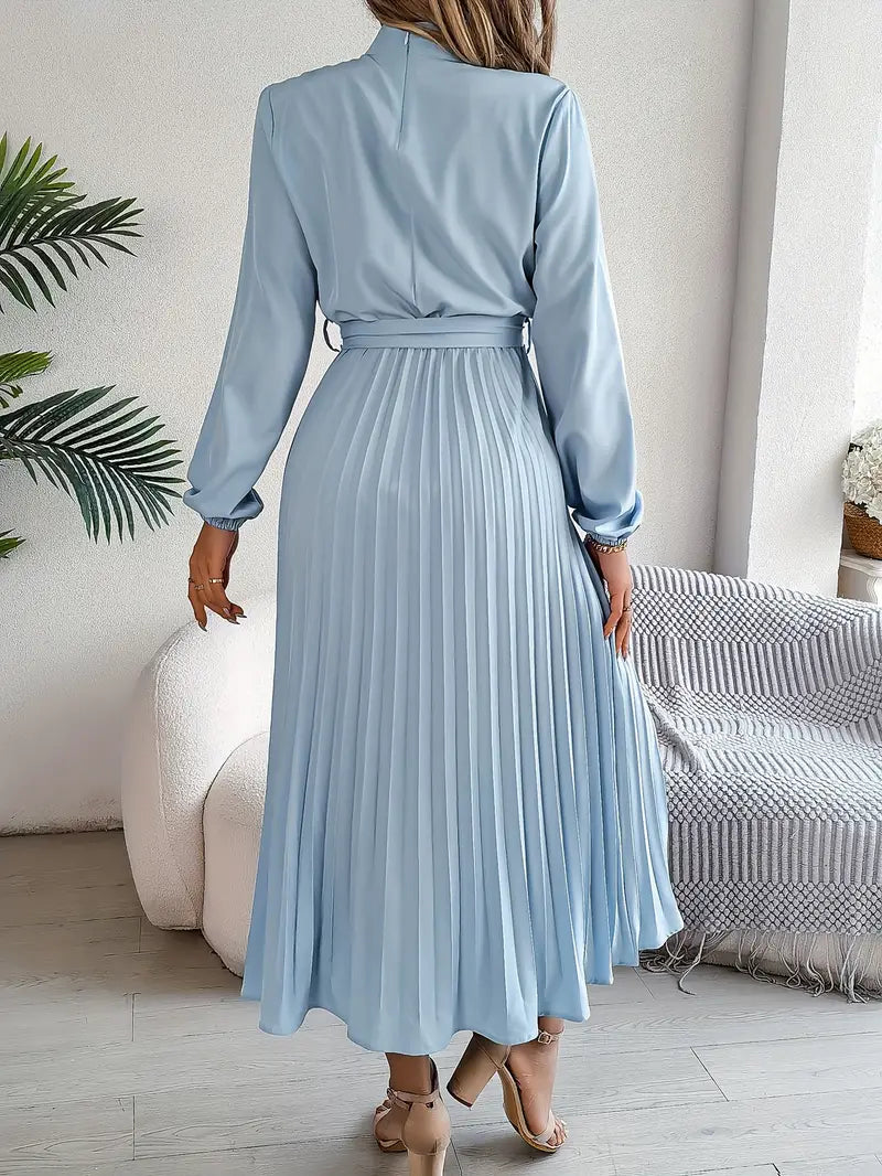 Stylish Midi Dress for Women with Long Sleeve Belted