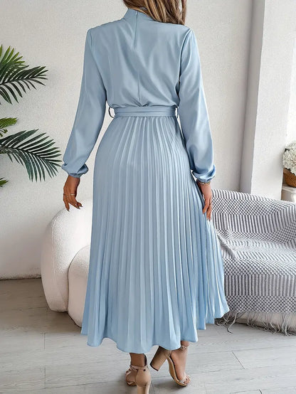 Stylish Midi Dress for Women with Long Sleeve Belted