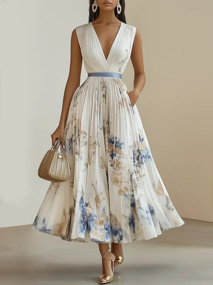 Elegant Wrap Mini Dress for Women with V Neck Sleeveless