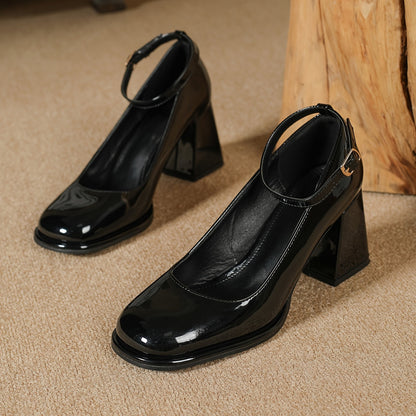Comfortable Heels for Women with Block Heel Ankle Strap Style
