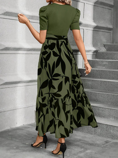 Stylish Printed Maxi Dress for Women with Tiered Casual Style