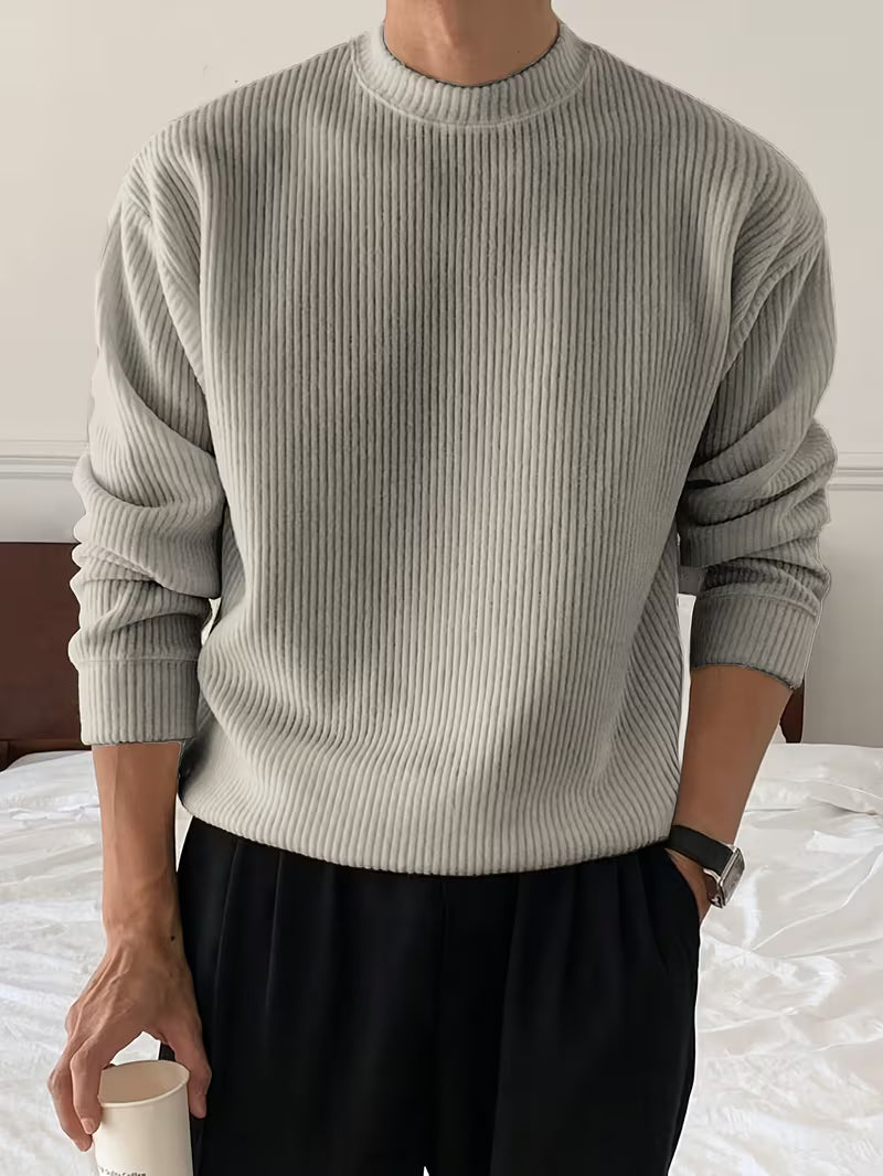 Classic Ribbed Shirt for Men with Long Sleeve