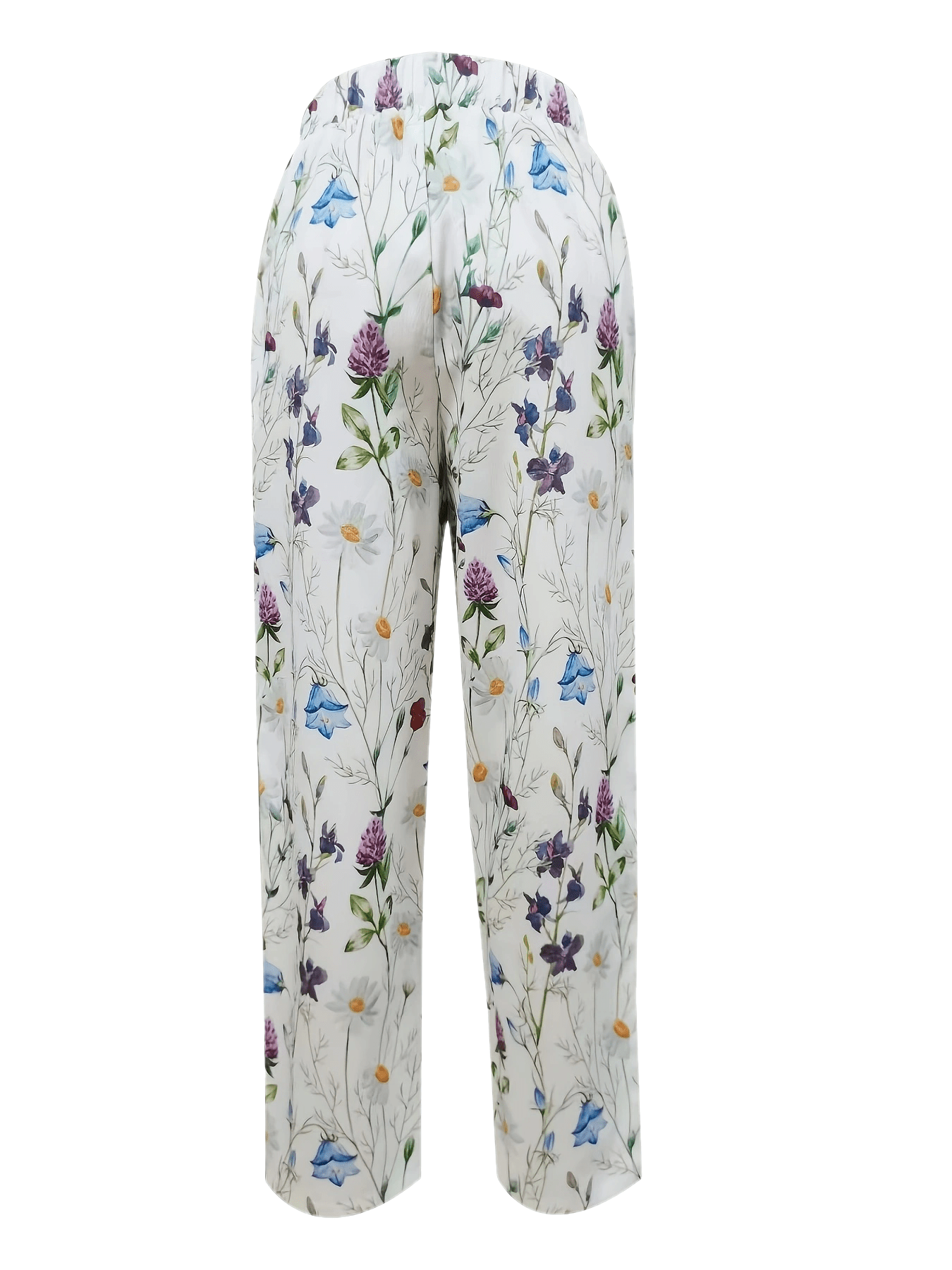 Effortless White Pants for Women with Elastic Waist Pockets