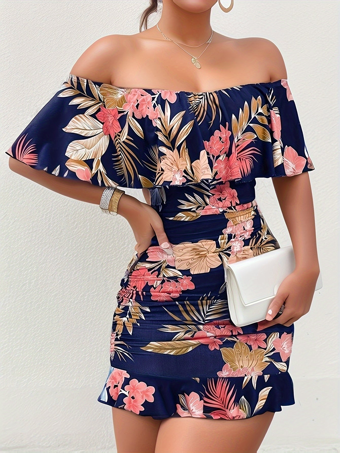Elegant Mini Dress for Women with Off Shoulder