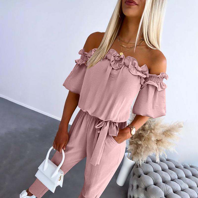 Effortless Overalls for Women with Off Shoulder Tie Waist