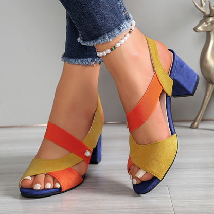 Comfortable Heels for Women with Orthopedic Block Heel Open Toe Style