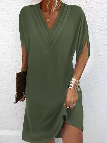 Stylish Mini Dress for Women with V Neck Slit