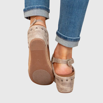 Comfortable Orthopedic Sandals for Women with Platform Wedge Open Toe Slingback Leather Casual Style