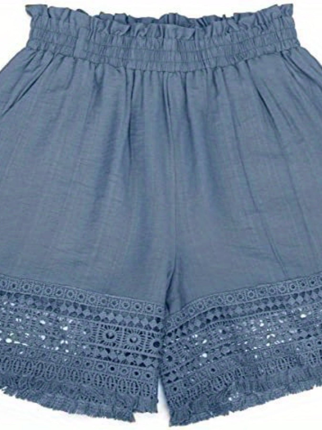 Comfortable Lace Shorts for Women with Elastic Waist Pockets