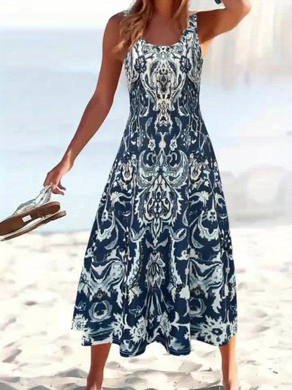 Effortless Floral Maxi Dress for Women with Sleeveless Casual Style