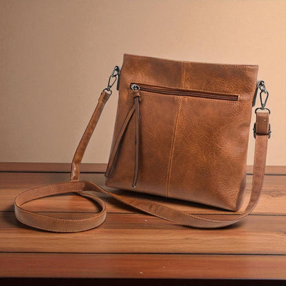 Stylish Brown Handbag for Women with Casual Zipper Design