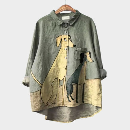 Effortless Printed Blouse for Women with Long Sleeve