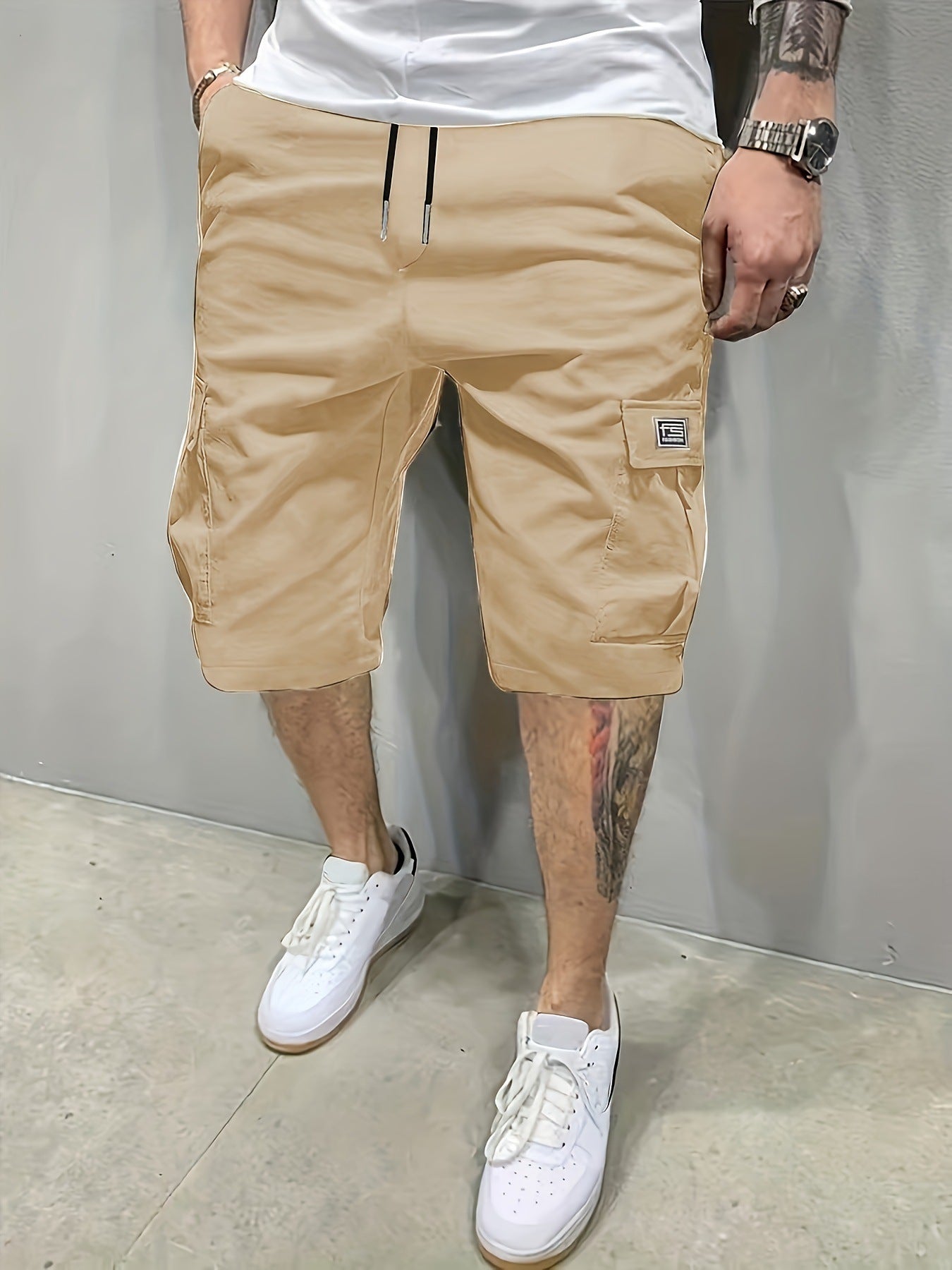 Classic Cargo Shorts for Men with Drawstring Pockets