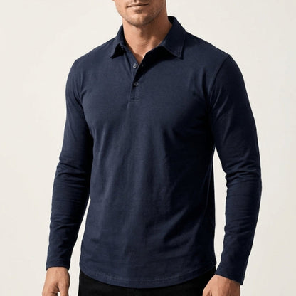 Effortless Polo Shirt for Men with Collared Long Sleeve