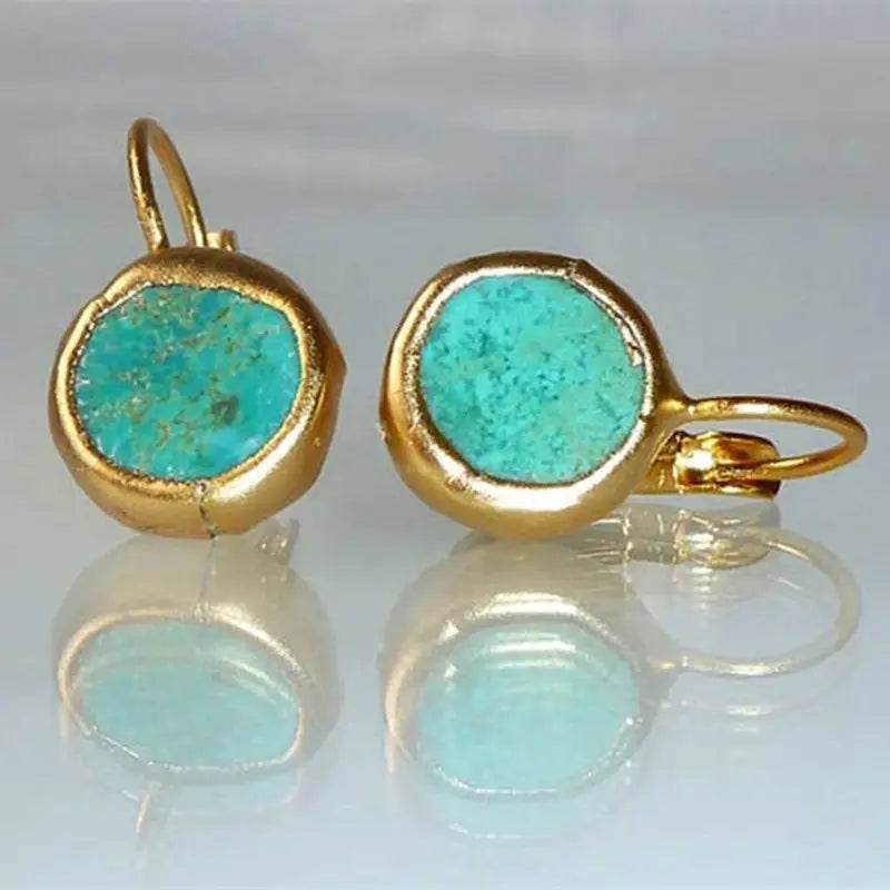 Elegant Earrings for Women with Gold Turquoise Design