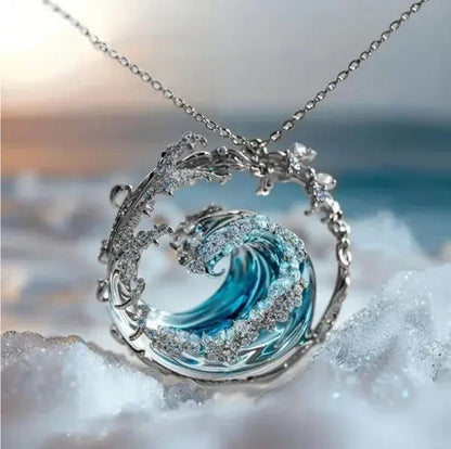 Elegant Necklace for Women with Ocean Wave Design