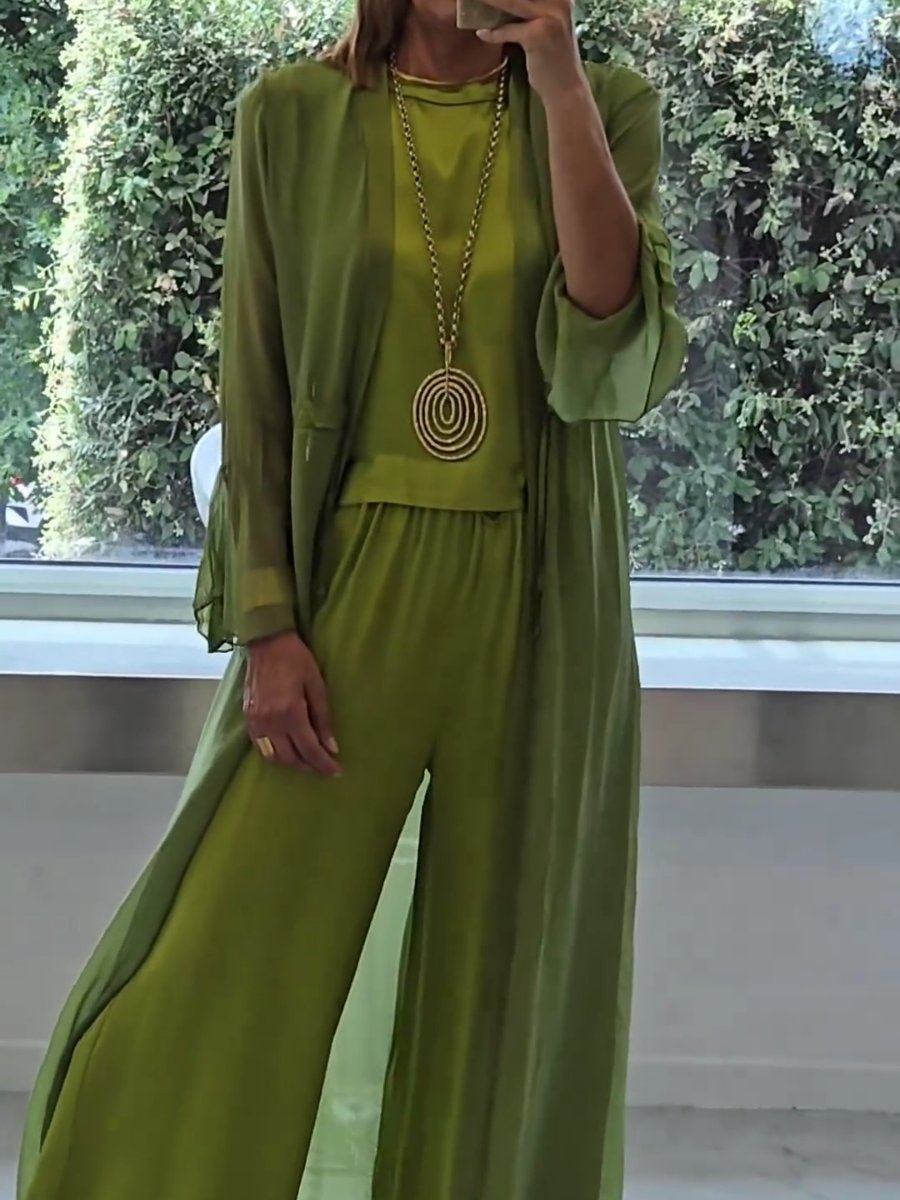 Effortless Green Two Piece Set for Women with Sleeveless Casual Style