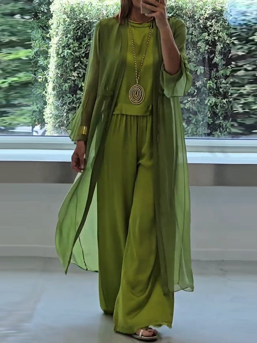 Effortless Green Two Piece Set for Women with Sleeveless Casual Style