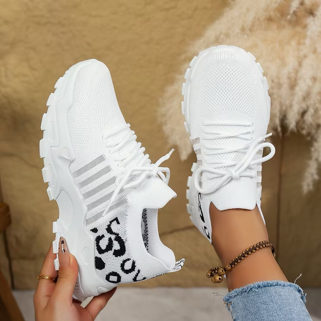 Comfortable Orthopedic Sneakers for Women with Chunky Sole Mesh Upper Lace Up Walking Casual Style