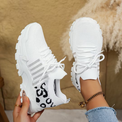 Comfortable Orthopedic Sneakers for Women with Chunky Sole Mesh Upper Lace Up Walking Casual Style